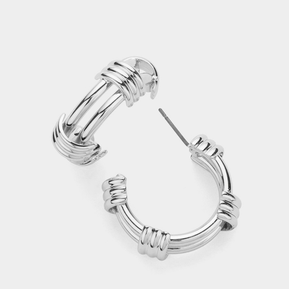 NWT SECRET BOX New York Sterling Silver Dipped Hoop Earrings